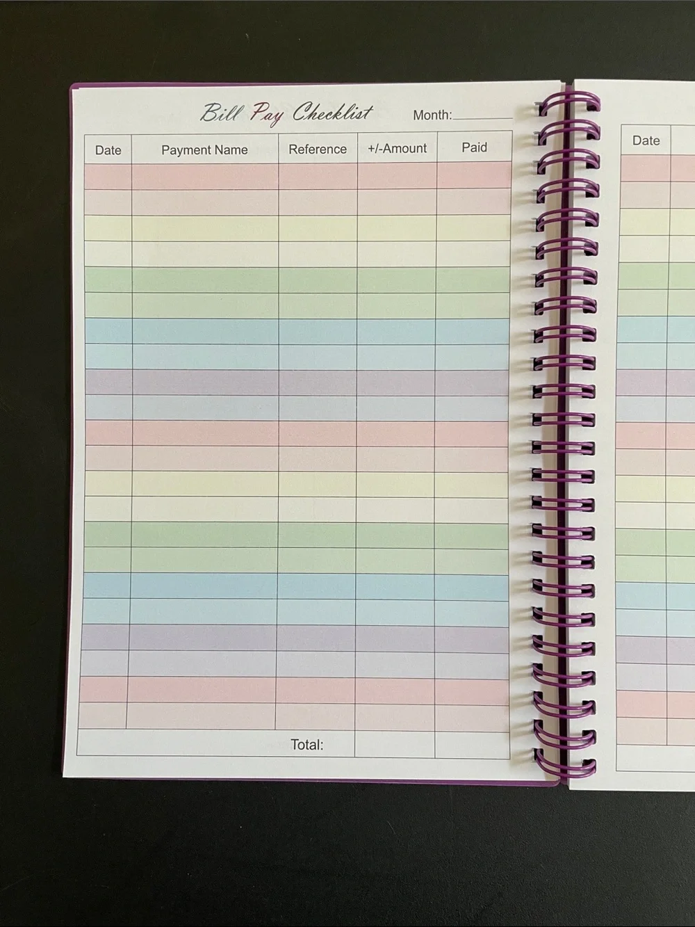 Bill Payment Tracker Notebook - Pink Spiral Organizer